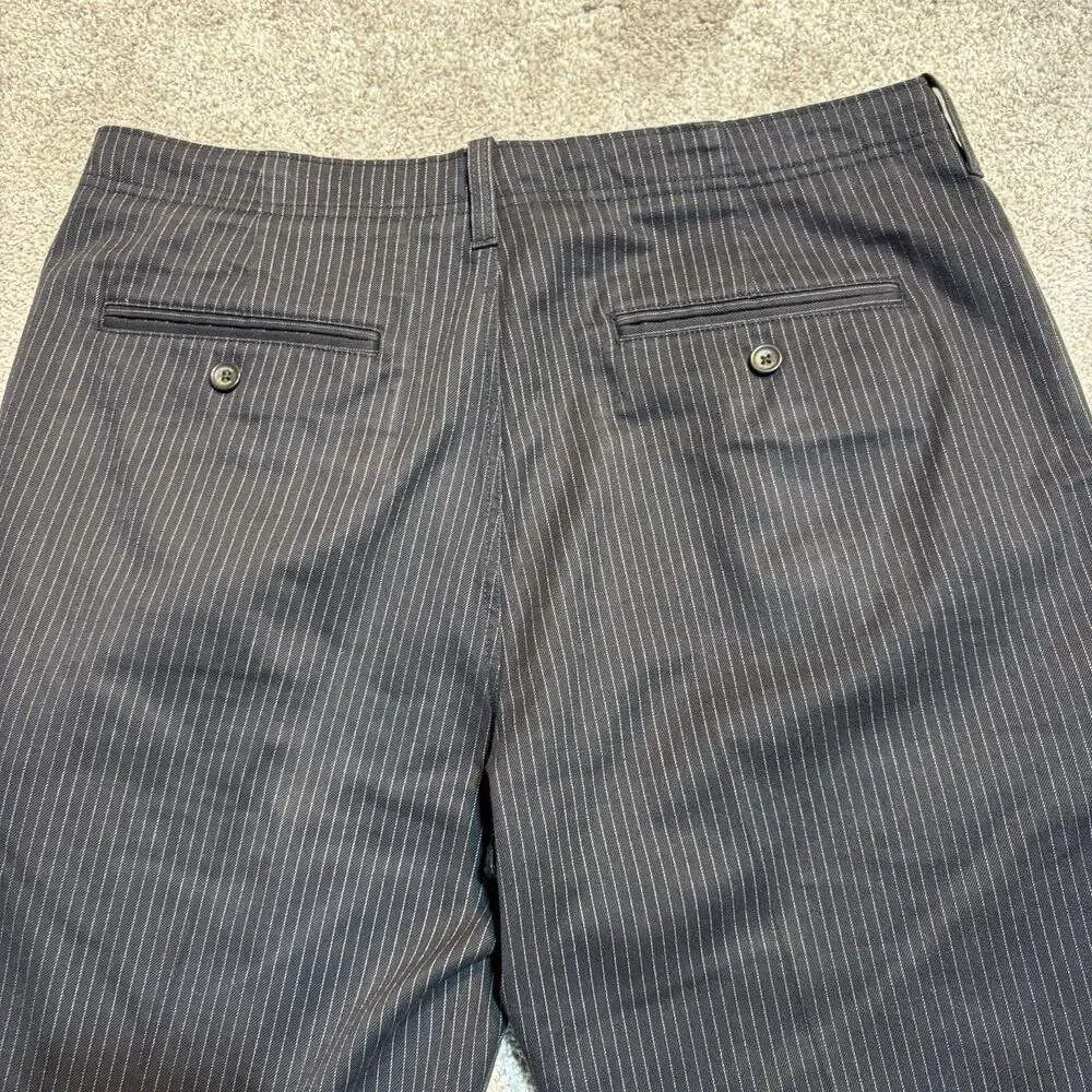 Vtg Banana Republic Mens Black White Pinstripe Wool Blend Dress Pants Size 34x30